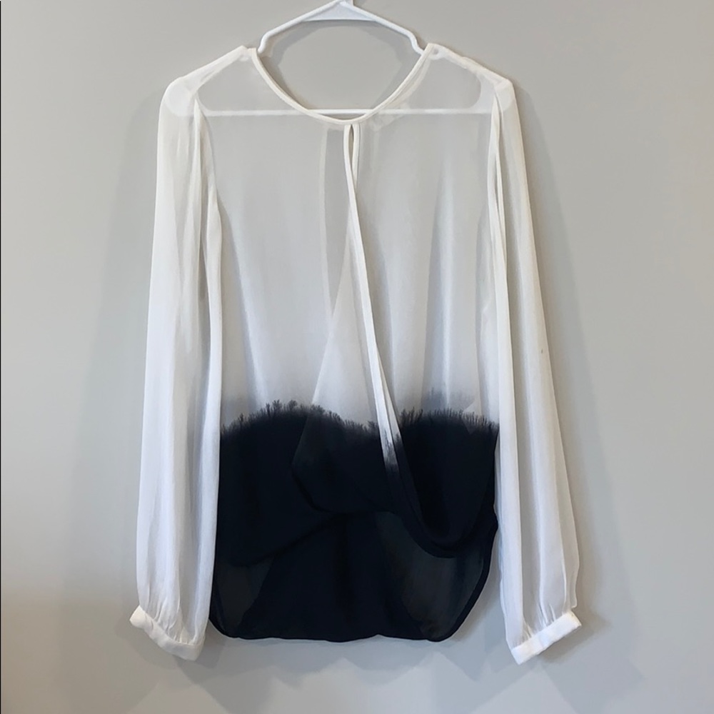 White & Black Ombré Blouse